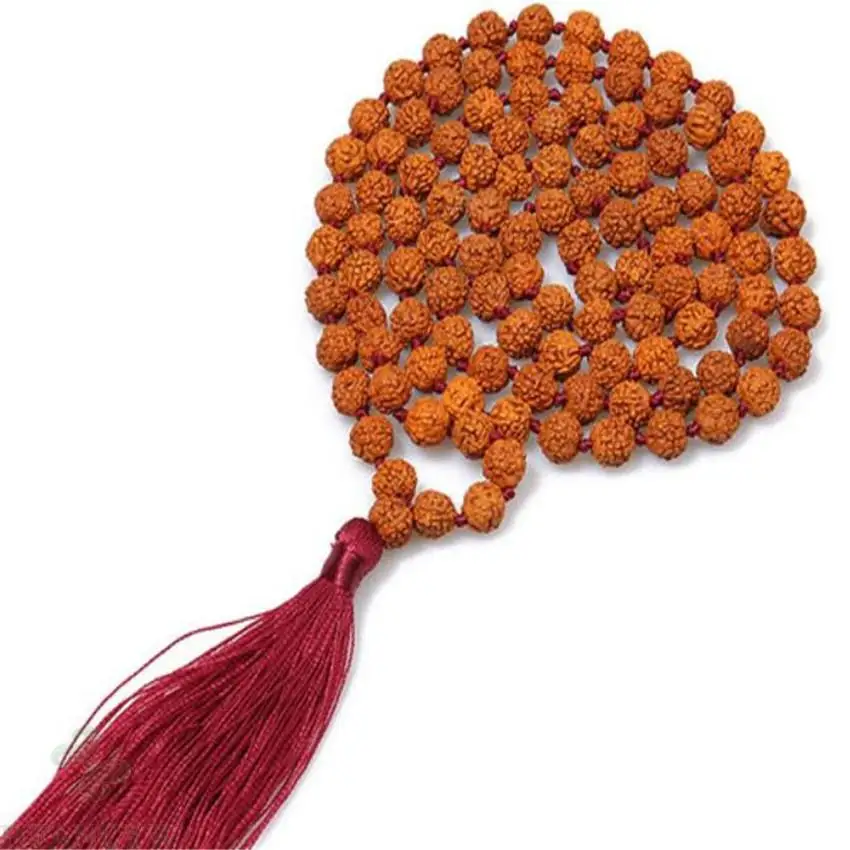 

8MM 108 Rudraksha knot Tassel Mala Necklace Lucky Buddhist Bless Chakras Monk Nature Tibet silver Energy Reiki Grade Pray Zazen