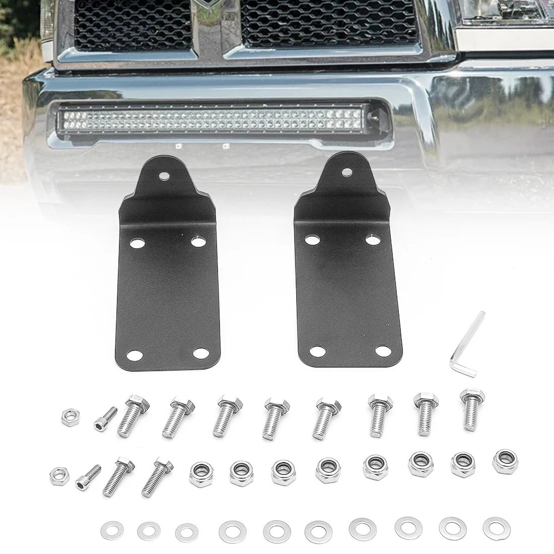 

2 PCS/ Pair Front Lower Hidden Bumper 42 Inch Curved LED Light Bar Mounting Brackets For Ram 2500 3500 2010-2019