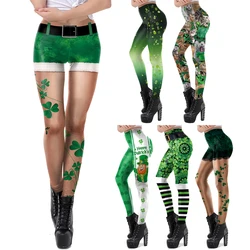 Pantaloni VIP FASHION St.Patrick's Day Festival Style Leggings Skinny natalizi elastici stampati da donna pantaloni Slim Fitness gotici