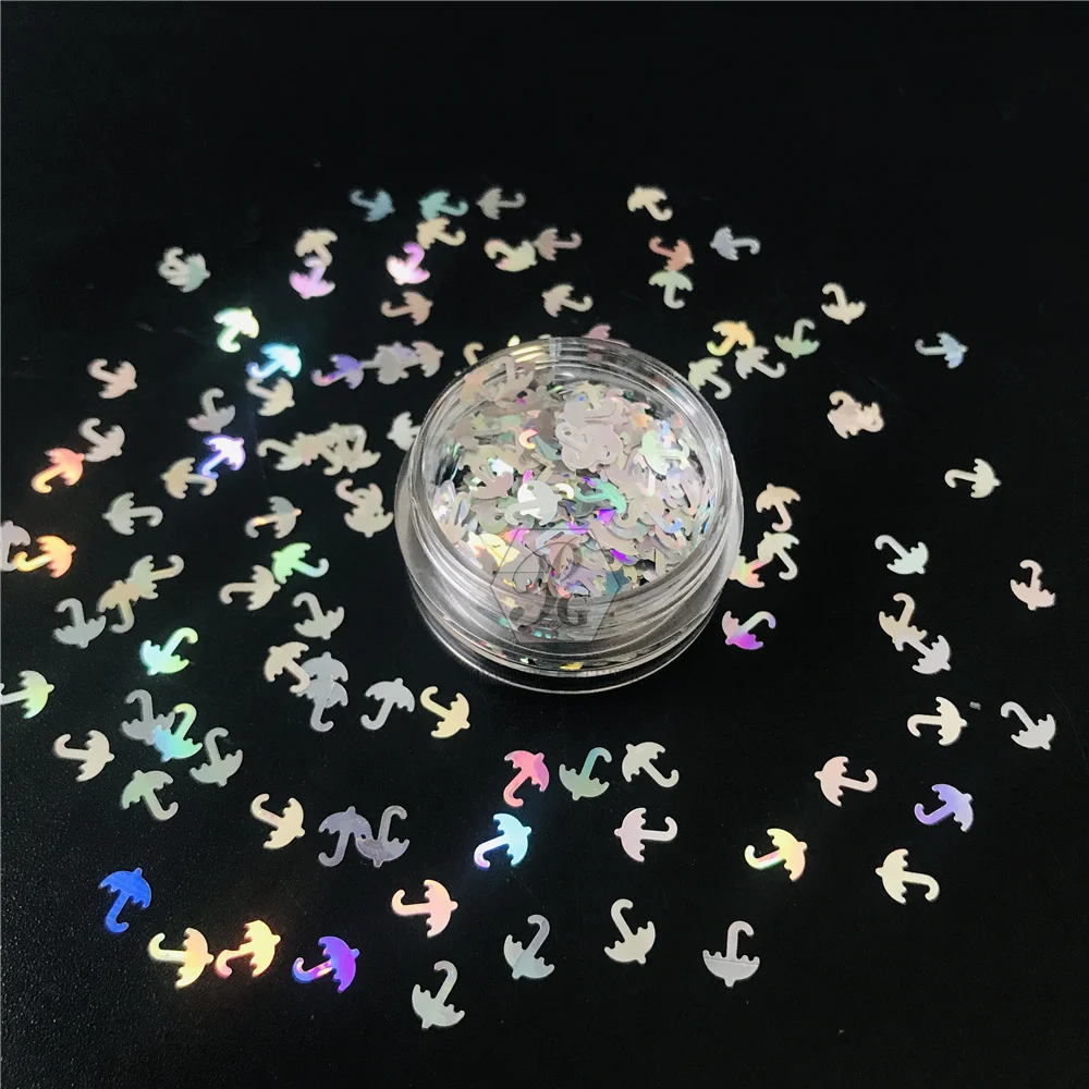 PrettyG 1 Box 5mm Umbrella Shape Laser Glitter Sequins for Resin DIY Making Art Craft Nail Makeup Decoration Accessories LB100