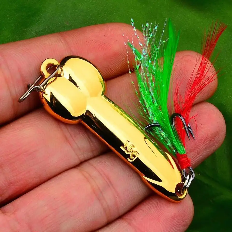 1PCS 5g 10g 15g 20g 28g 35g 43g 50g Metal Spoon Spinner Penis Fishing Lure with Hooks Sequin Lure Artificial Bait Hard Baits