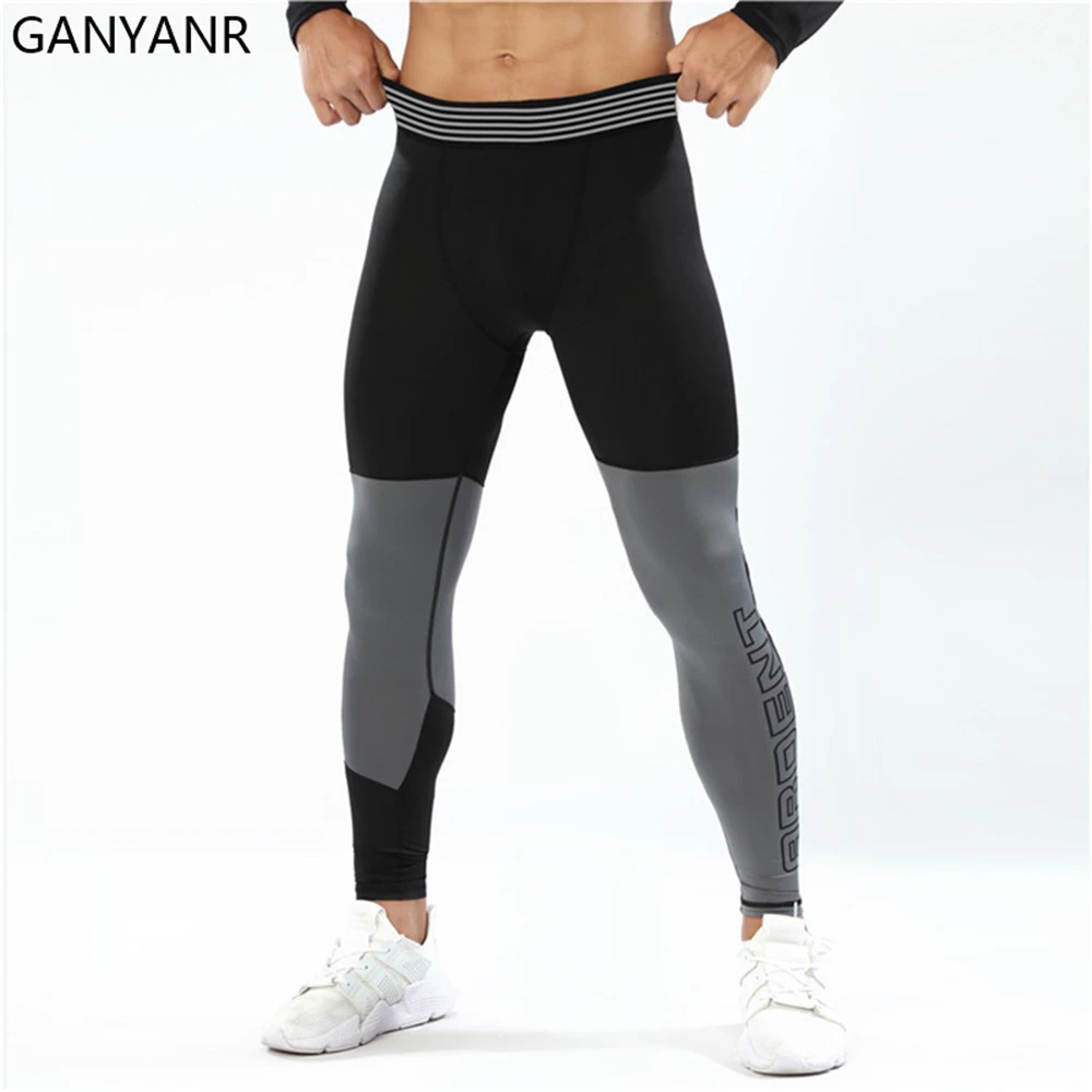 GANYANR pantalones de compresión mallas para correr hombres Leggings gimnasio ropa deportiva Fitness deporte baloncesto Sexy Yoga trotar entrenamiento ejercicio