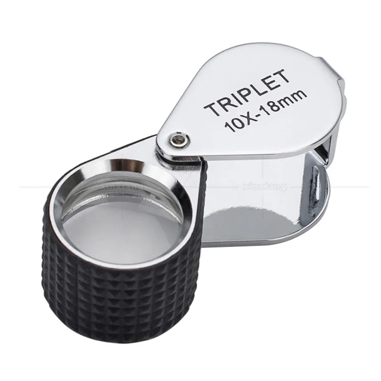 10Times 18mm Foldable Jadeite Filter Super Triplet Lens Magnifier Jewelry Gem Identifying Type Inspecting Magnifying Glass Loupe