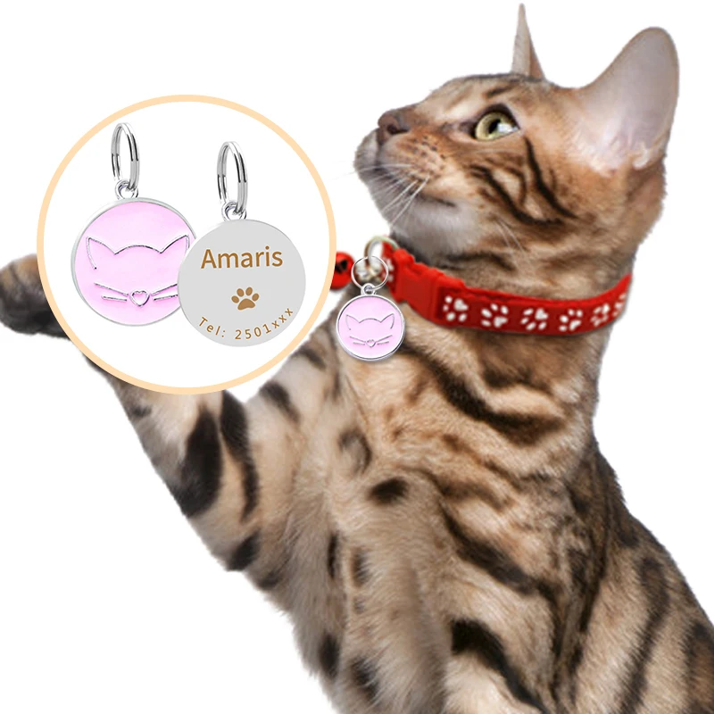 Gepersonaliseerde Huisdier Kraag Gratis Gegraveerd Naam Tel Id Tags Aangepaste Pet Ketting Voor Katten Hond Tag Kitten Accessoires Anti-verloren