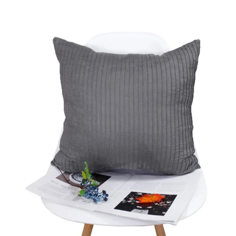 Free Shopping Custom 30*50  40*60 35*50cm 8 Colors Polyester Suede Embroidery Vertical Stripe Cushion Cover HT-PSUEC-B-l