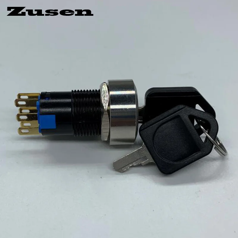 Zusen 16mm Metal Key Switch Fixed  2Positions/3Positions IP65 (ZS19F-11Y/21(22Y/31)