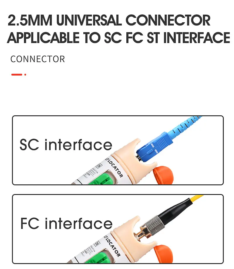 Złoty 5MW/10MW/20MW/30MW czerwone źródło światła tester światłowodów długopis wizualny lokalizator usterek zgodny ze złącze SC ST FC