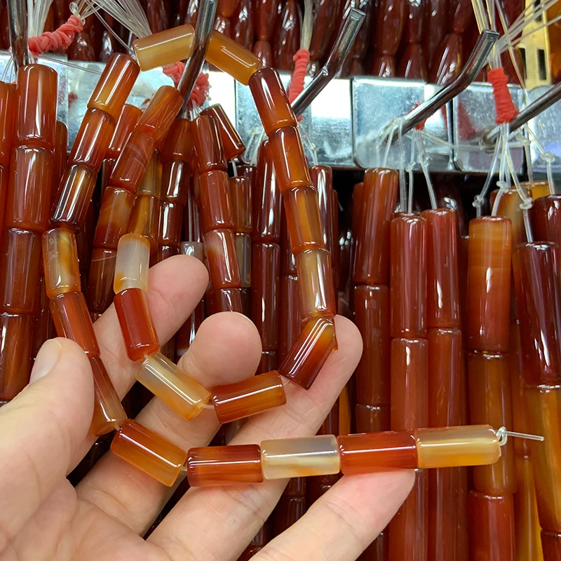 Natural Carnelian Agate Stone Beads 15\'\' Tube Column DIY Loose Beads For Jewelry Making Beads Women Necklace Bracelet Gift