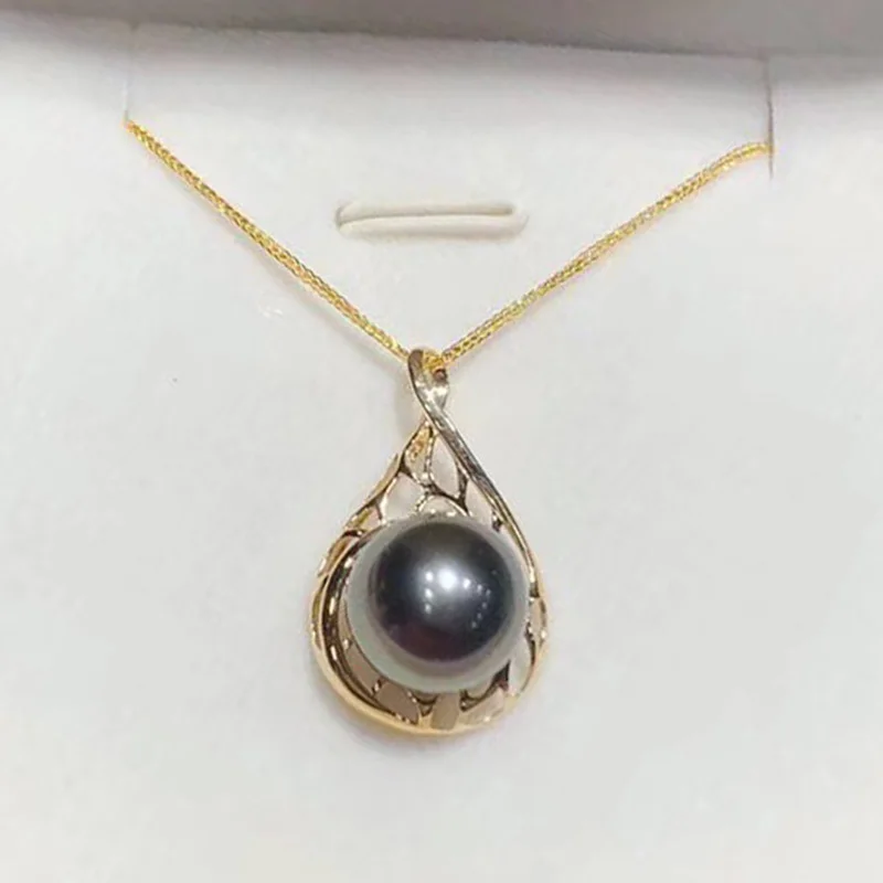 MADALENA SARARA 10.5-11mm Saltwater Pearl 18K Gold Women Necklace Tahiti Pearl Perfectly Round Pendant Necklace AU750 gold