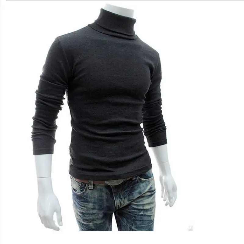 2020 moda masculina camisola de gola alta cor sólida manga comprida camisola em pullovers masculino camisola de malha masculina hombre cuello