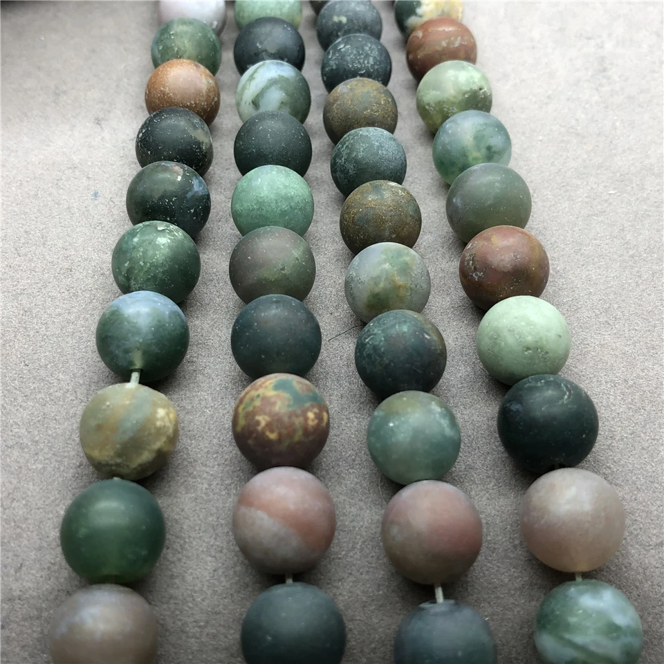 Frosted India Agate Beads 6-10mm Round Natural Loose Stone Bead DIY for Jewelry Necklace