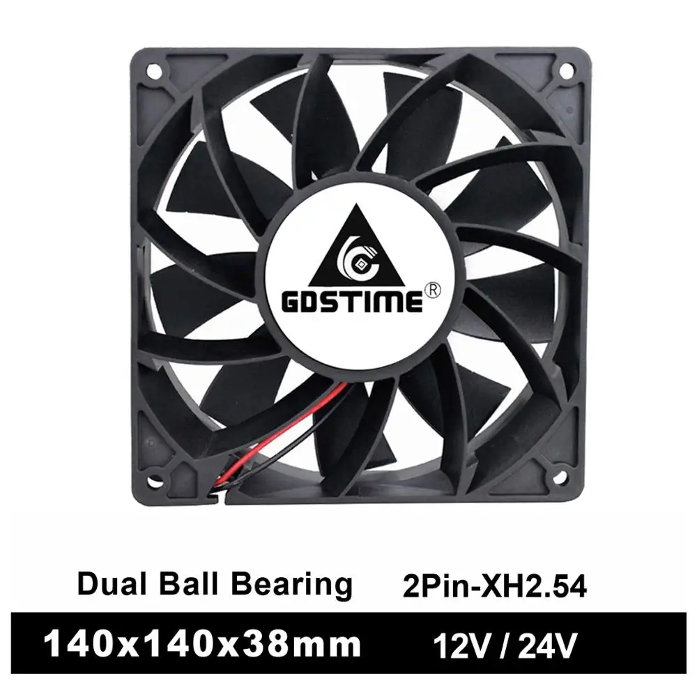 1pcs Gdstime 14038 Ball Bearing DC 12V 24V 14cm 140mm 140mmx38mm Cooling Fan High Wind Pressure Computer Fan Industry Axial Fan