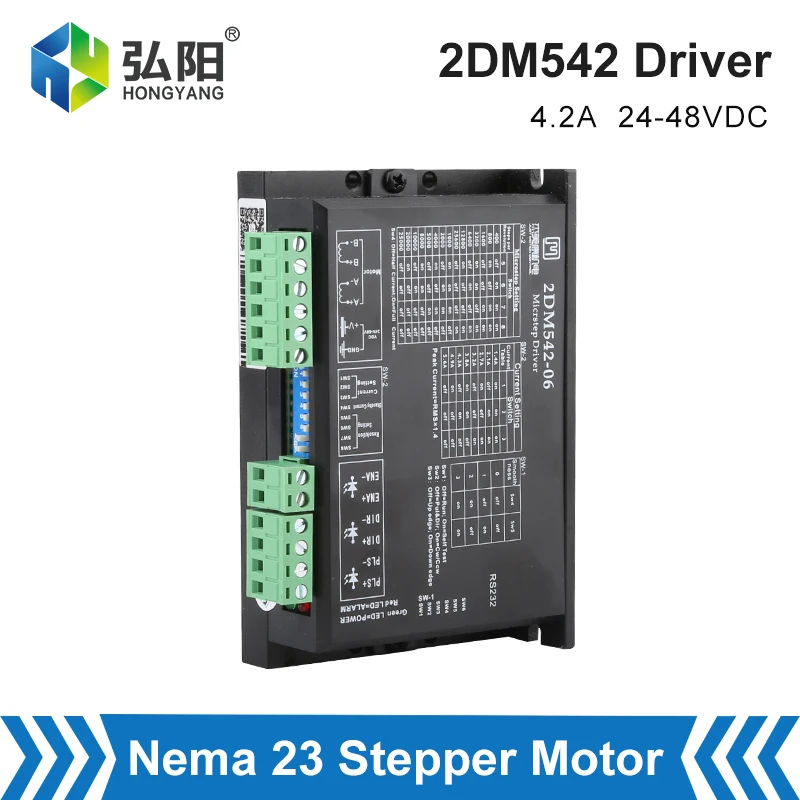 JMC Stepper Motor Driver 2DM542 2-Phase 24-48VDC Output 4A Nema 23 Hybrid Motor Suitable For CNC Milling Machine Motor Control