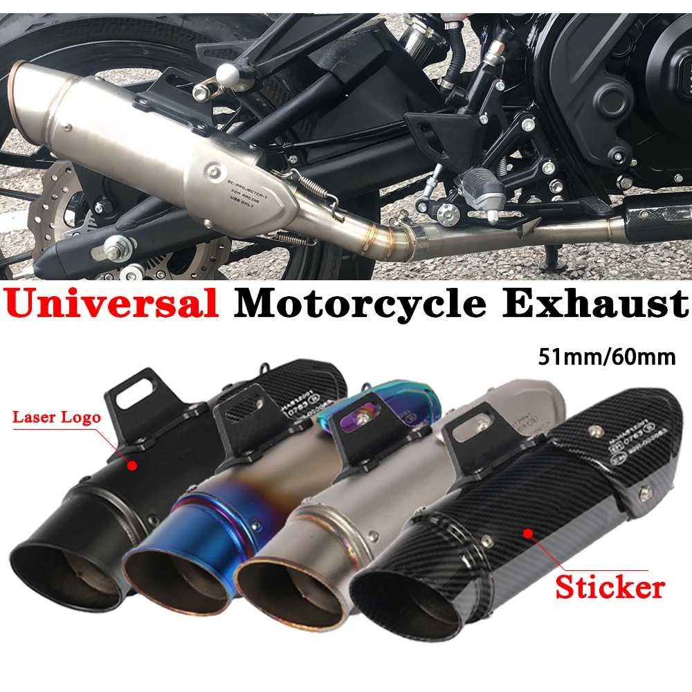 

Universal Motorcycle Exhaust Escape Modified Muffler Tail Pipe for msx bws Pcx 125 GSR 600 502C cbr1000 zx6r r6 zx6r 51mm 60mm