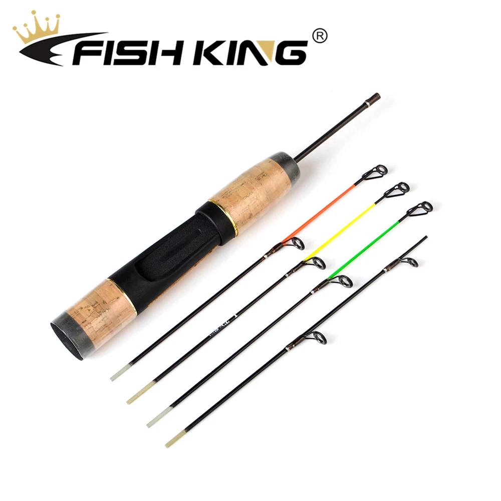 FISH KING Winter Ice Fishing Feeder Rod Spinning Rod Four Rod Tips EVA Cork Handle C.W 2-30G 43cm