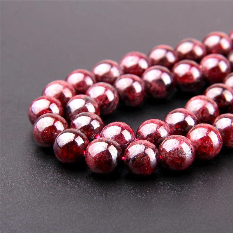 Wholesale Natural Stone Dark Garnet Beads Natural Gem Dark Red Round Smooth Loose Beads DIY Bracelet For Jewelry Making handmade