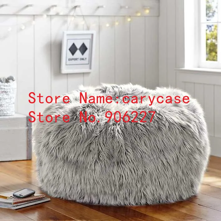 ivory new design fur bean bag sitting lounger, hight quality beanbag living room lazy sofa, adults relax recliner