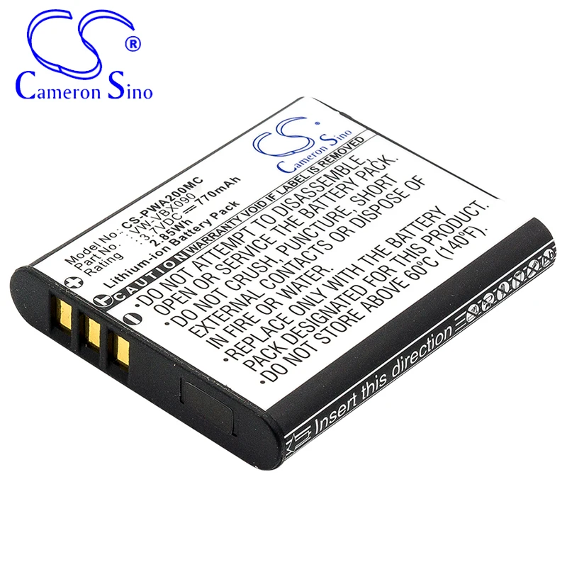 CameronSino Battery for Panasonic WA20 WA2 HX-WA20 HX-WA2 HX-WA20H WA20W fits Panasonic VW-VBX090 Digital camera Batteries 3.70V