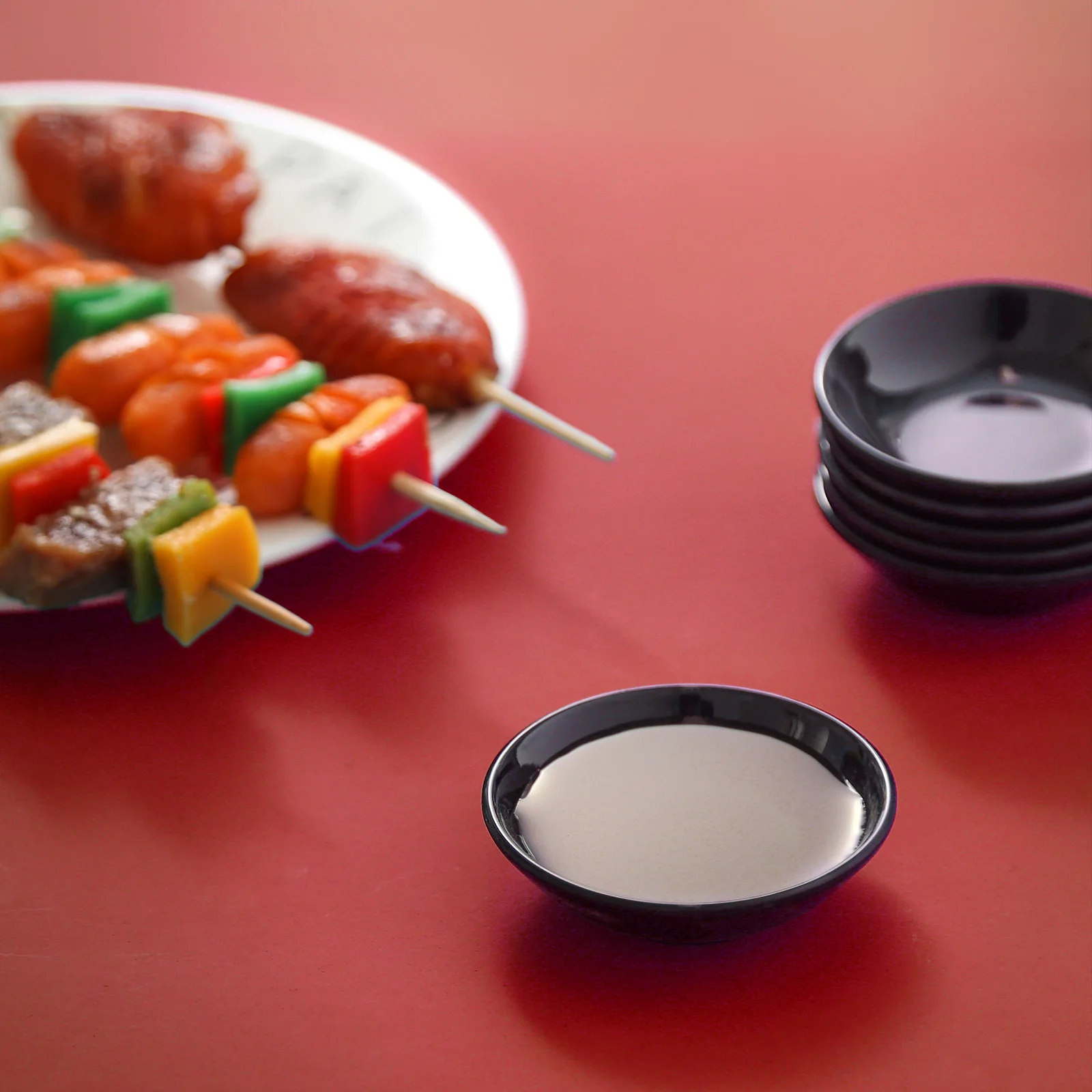 Dipping Sauce Plates, Round Sauce Dipping Bowls, Watercolor Plates, Small Cup for Sushi Ketchup, Soy, BBQ Dip Bowls