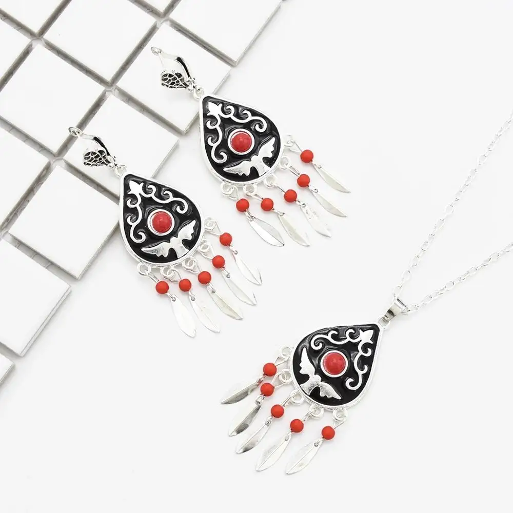 4 Styles Vintage Tibet  Fashion Jewelry Set Beads Tassel Pendant Necklaces Earrings Sets for Women Boho Turkish Jewelry