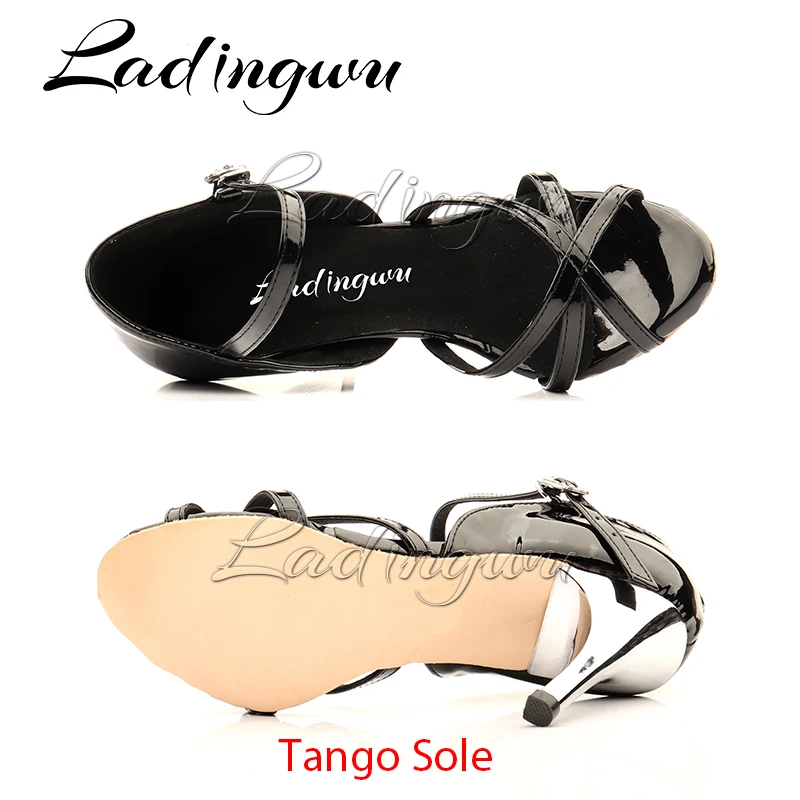 Ladingwu-zapatos de baile de Tango para mujer, calzado de baile latino, zapatos de salón para fiesta de Salsa, suela de Tango, sandalias de baile de piel de vaca con suela dura