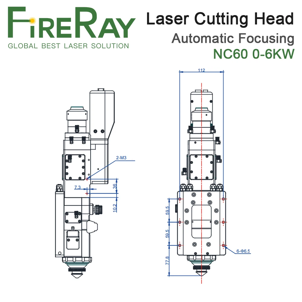 FireRay WSX 0-6KW NC60 رأس القطع بليزر الألياف التركيز التلقائي 6000 وات QBH عالي الطاقة لقطع المعادن