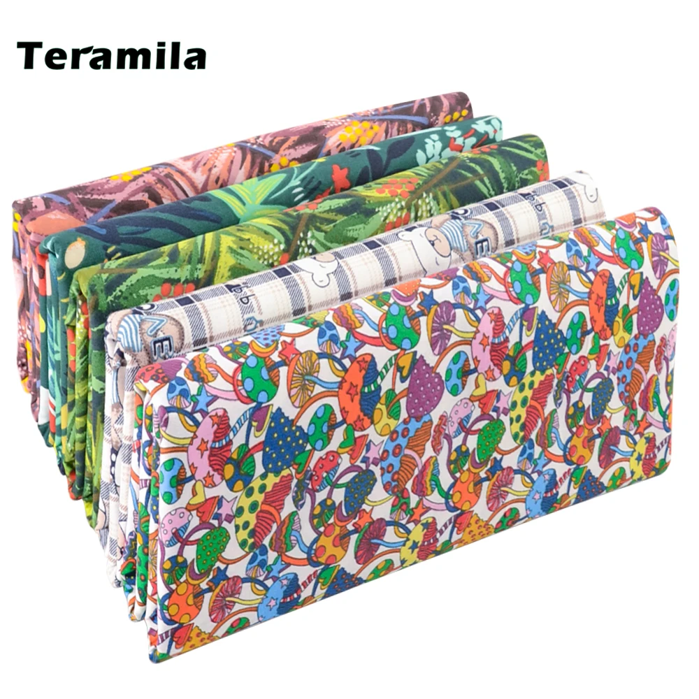 Teramila Bright Color Twill Printed Patchwork Organic Cloth Cotton Fabric for Sewing Curtain Quilting Needlework Per the Meter