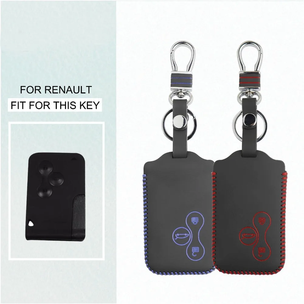 

Top Layer Leather Remote Case for Renault Clio Logan Megane 2 3 Koleos R.S.Scenic Smart Keychain Fob Shell