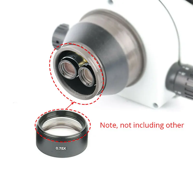 0.3X 0.75X 1.5X Optics Stereo Microscope Barlow Lens M48 Thread Binocular Trinocular Zoom Microscopio Auxiliary Objective Lenses
