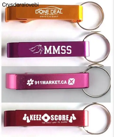 

500 pcs/lot New promotion customed printed logo gift Metal aluminum alloy bottle opener metal keychain laser LOGO