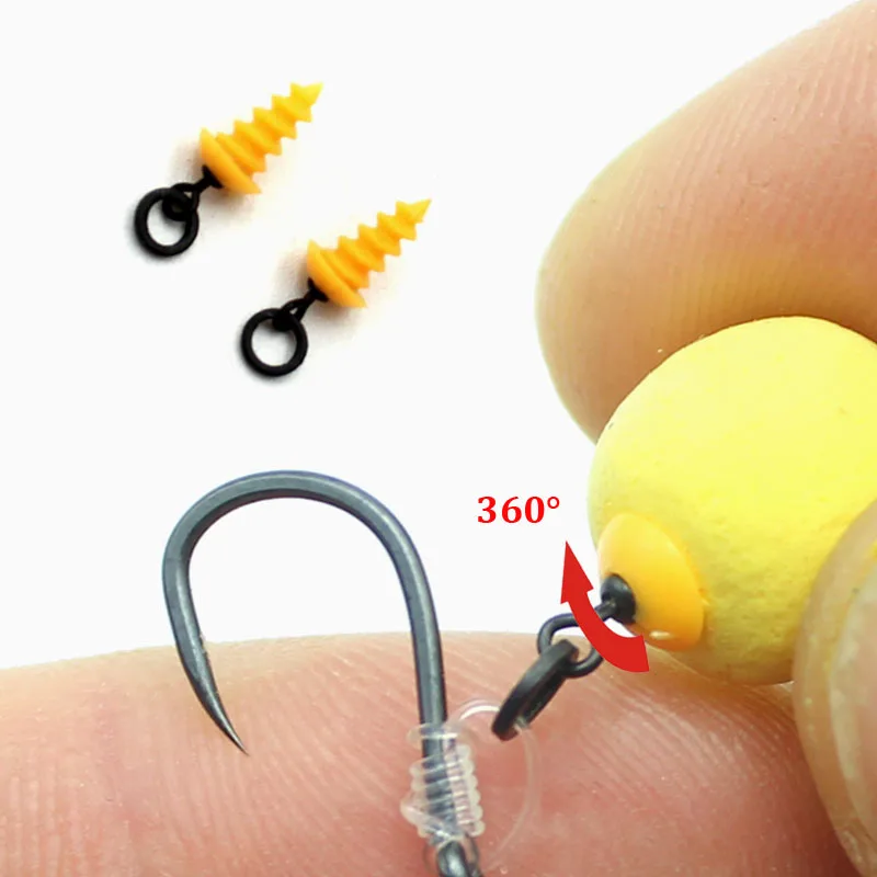 20PCS Boilie Screw Peg with Ring Swivel for Ronnie Rig D-Rig Chod Rig Terminal Tackle Bait Holder Screw Carp Fishing Accessories