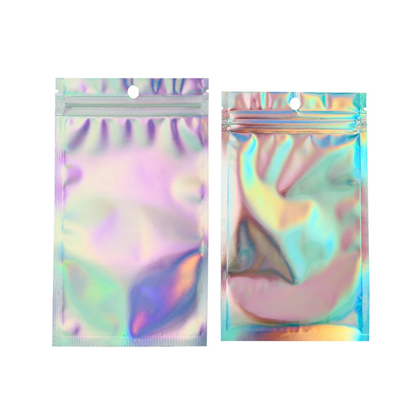 100pcs Bubble Bag Translucent Zip Lock Bags Holographic Storage Bag Xmas Gift Packaging Socks Sexy Lingerie Glove Cosmetics