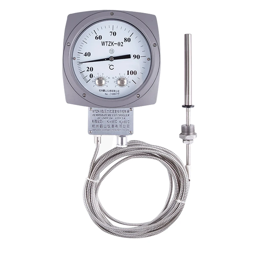 Pressure Type Temperature Indicating Controller Thermometers For Transformers 0～100℃ Non-linear Measuring Range WTZK-02/WTZK-03