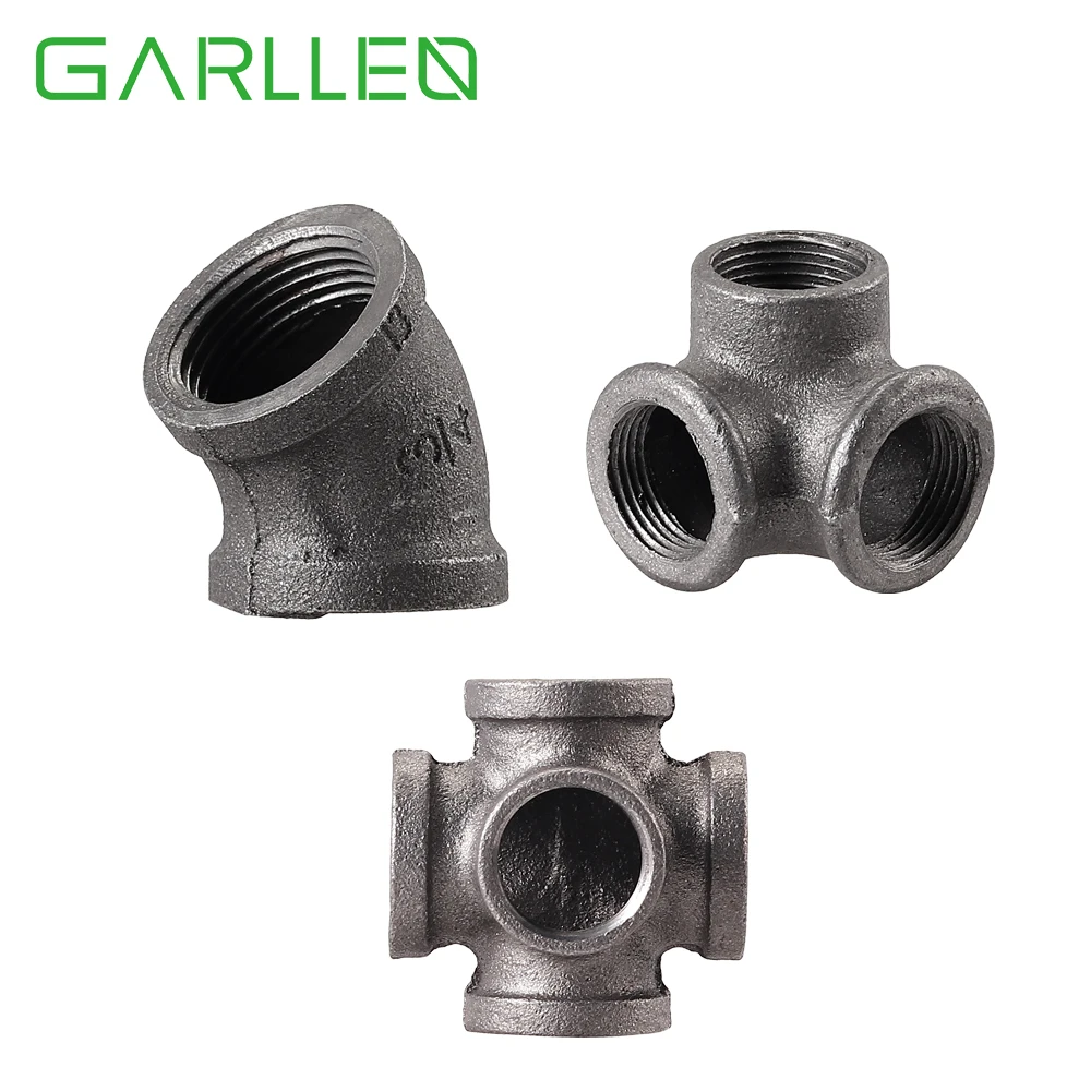 

GARLLEN 10Pcs Threaded Iron Pipe Fittings 3/4" Malleable Cast Iron Accessories For DIY Furniture Hangers For BSP Threaded Pipes