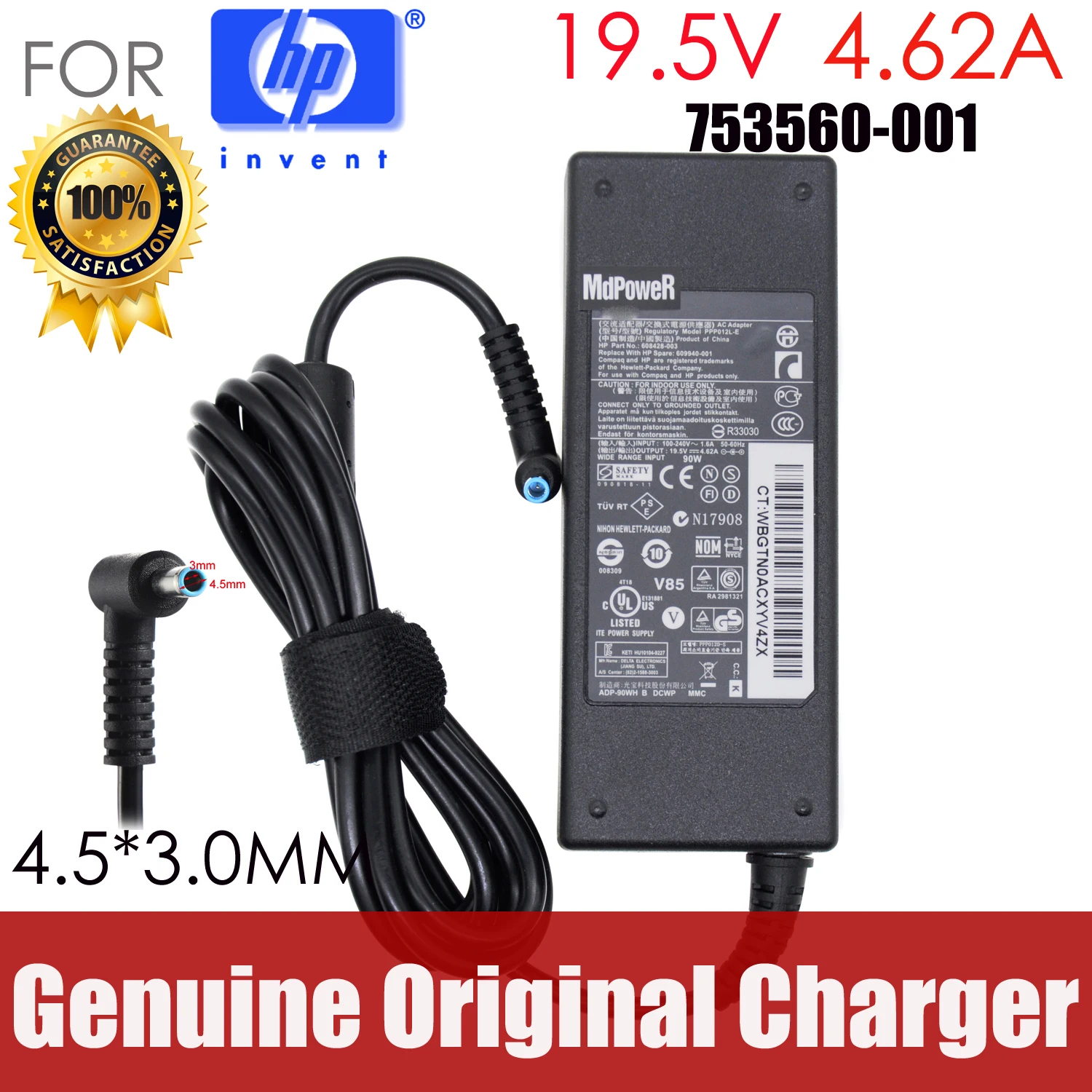 

Original 19.5V 4.62A AC adapter laptop charger For HP CQ14 CQ15 TPN-F112 Q117 ProBook 430 G3 CQ15-s101tu s002tx s102TX a103TX