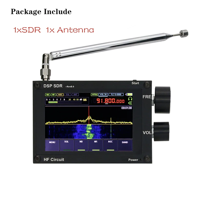 Tebal 3.5 "50K HZ-200M Hz/50KHz untuk 2 GHz Perunggu DSP SDR Receiver Malahit SDR radio Gelombang Pendek Receiver dengan Baterai Dijual