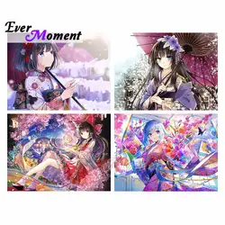 Ever Moment Diamond Modern Canvas Painting Mosaic Embroidery Cross Stitch Kits Japan Anime Cartoon Umbrella Beauty Girl ASF2368