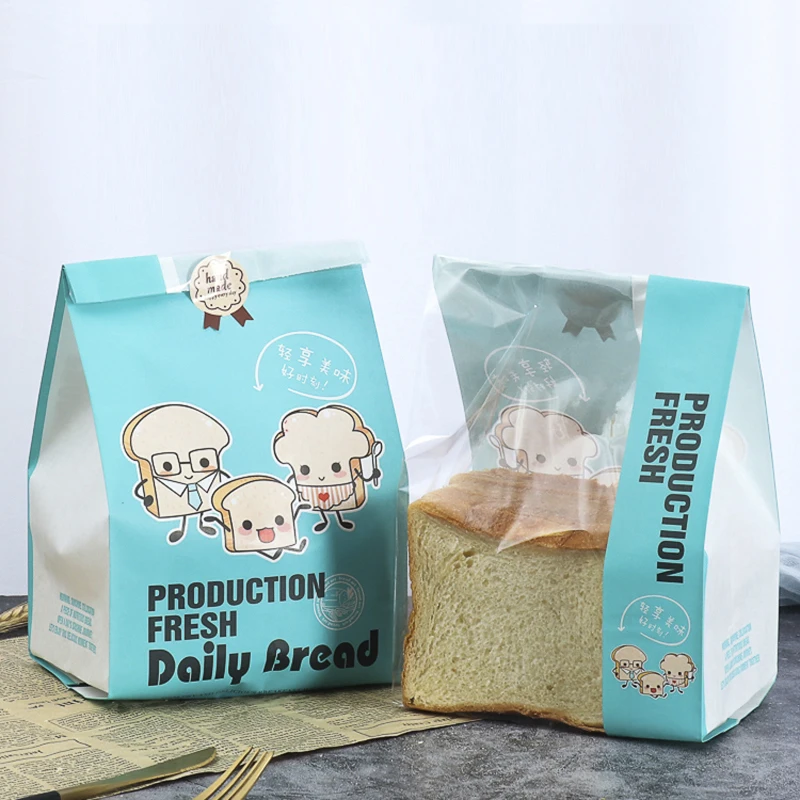 

100PCS 33x16x10CM Kraft Paper Bag With Window Baking Packaging Cookies Food Toast Bread Bags Package For Bakery Bake House