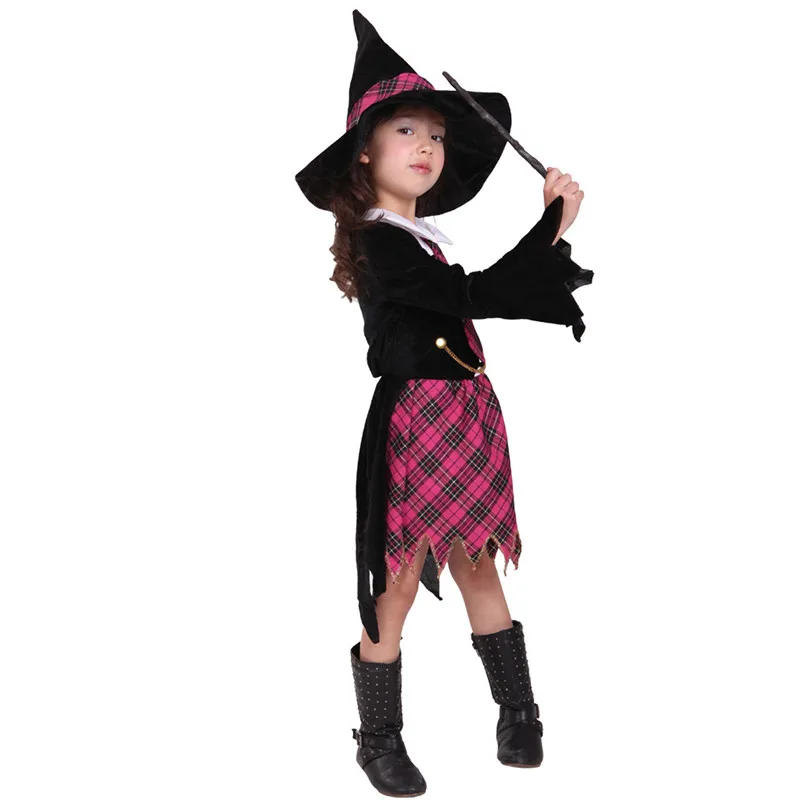 

M-XL Gothic Kids Children Halloween Magician Costumes Girls Witch Cosplay Carnival Purim Parade Masquerade Role Play Party Dress