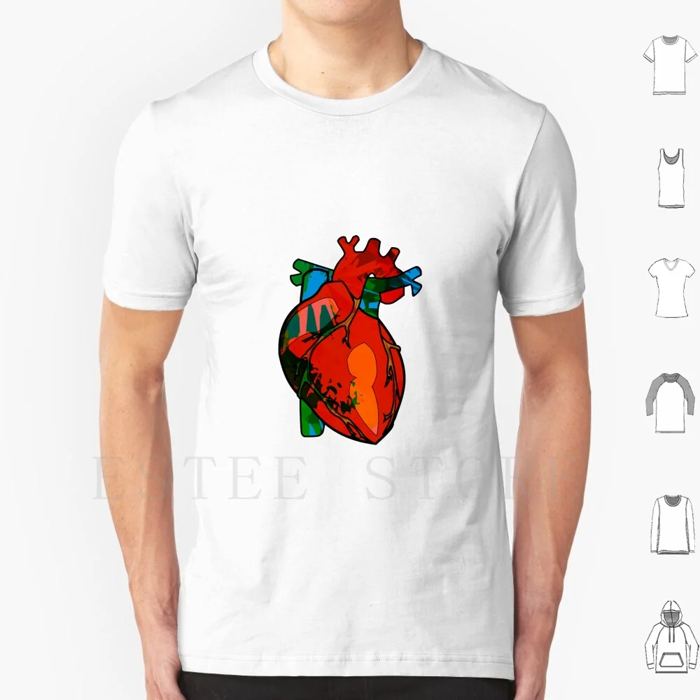 Abstract Heart Design T Shirt DIY Big Size 100% Cotton Realistic Heart Realistic Heart Abstract Cartoon Love Valentines