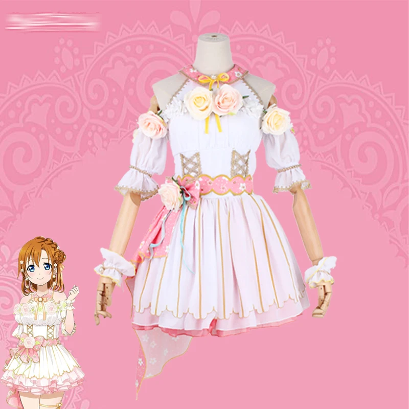 New! Anime Lovelive Cos Honoka Kosaka Flower Goddess Awakening Beautiful Silk Flower Dress Cosplay Costume D