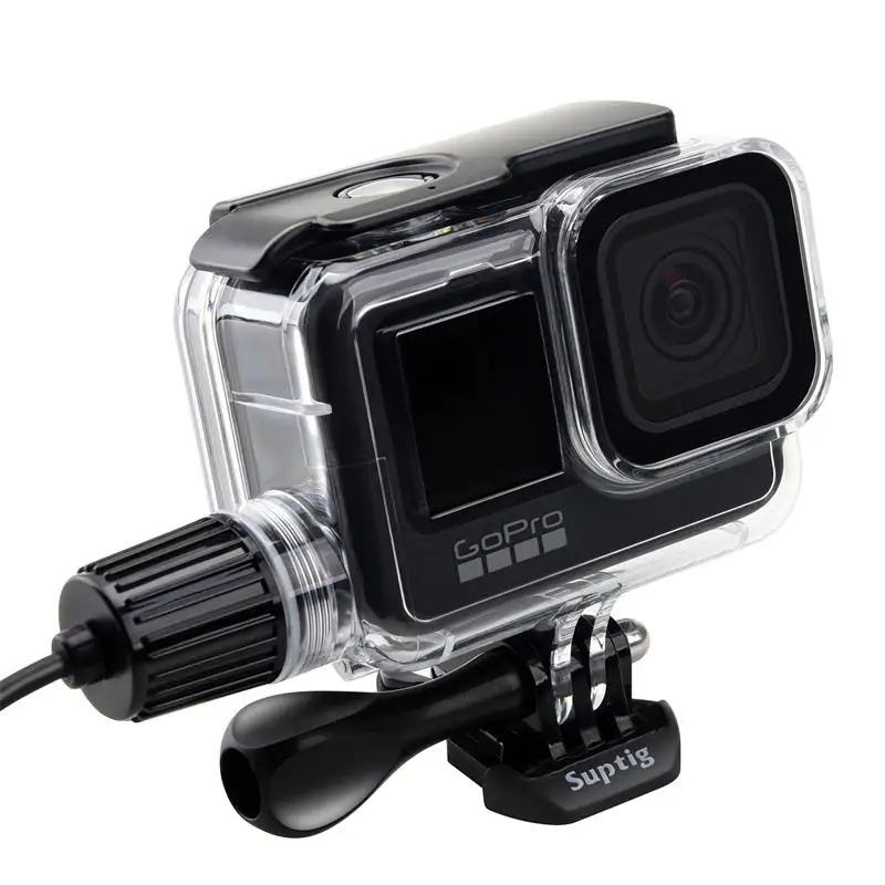 Akcesoria do kamer Suptig, wodoodporna obudowa/rama do motocykla z funkcją ładowania dla Gopro Hero 13 12 11098, czarna obudowa ładowarki, kabel USB