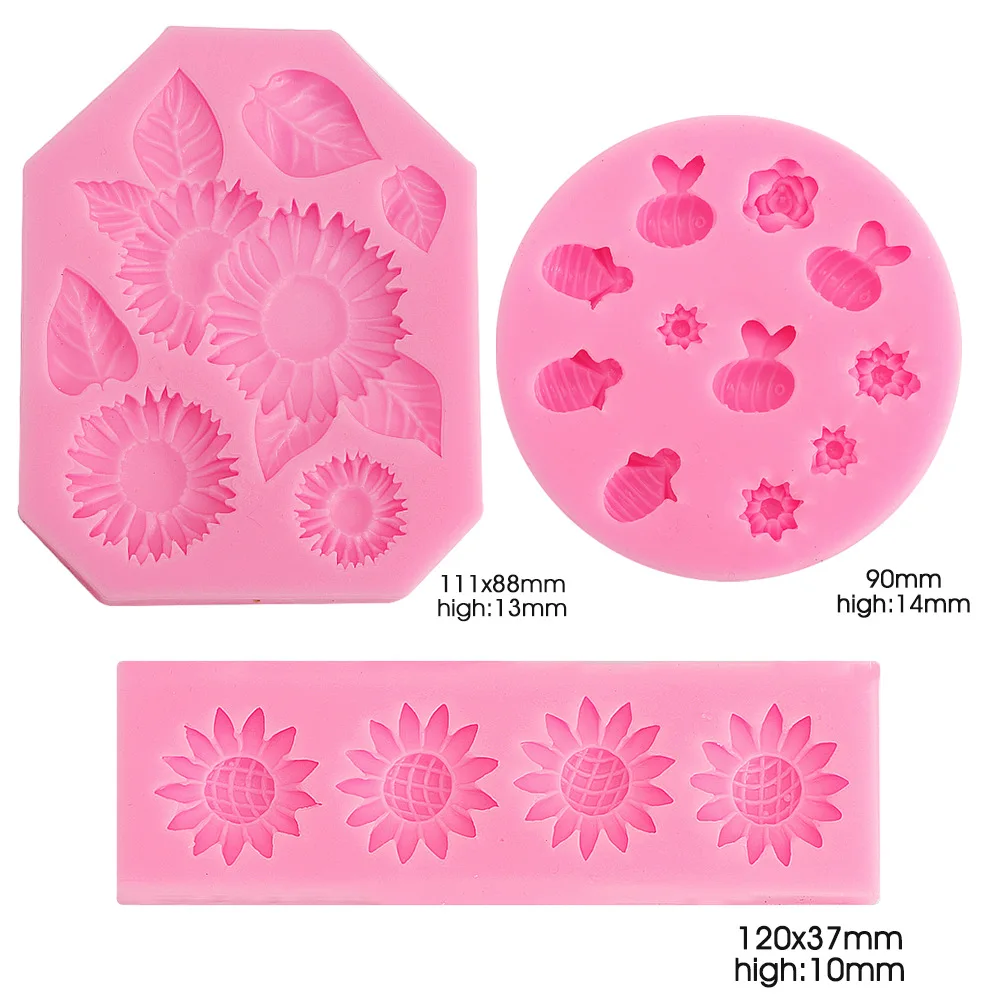 Sunflower Bee Fondant Silicone Molds Cupcake Fondant Cake Decorating Mold Chocolate Candy DIY Tools