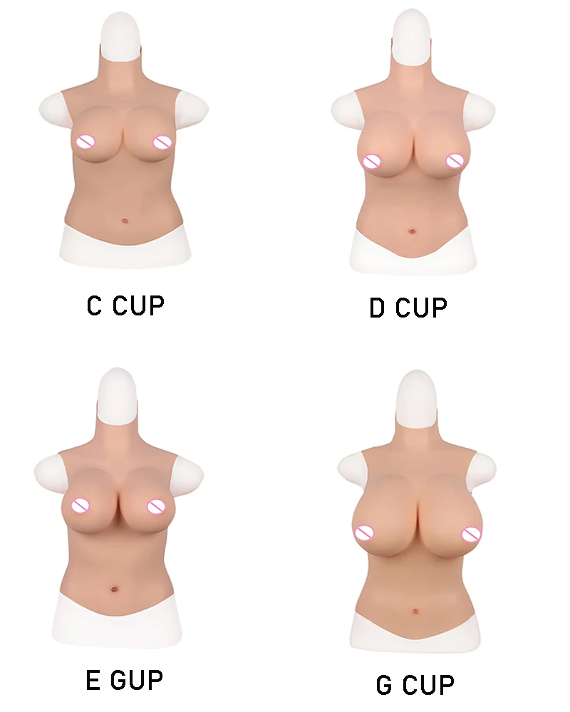 4G High Neck Sleeveless Crossdressing Realistic Silicone C-G Cup Breast Form Suit Fake Boobs For Transgender Shemale Drag Queen