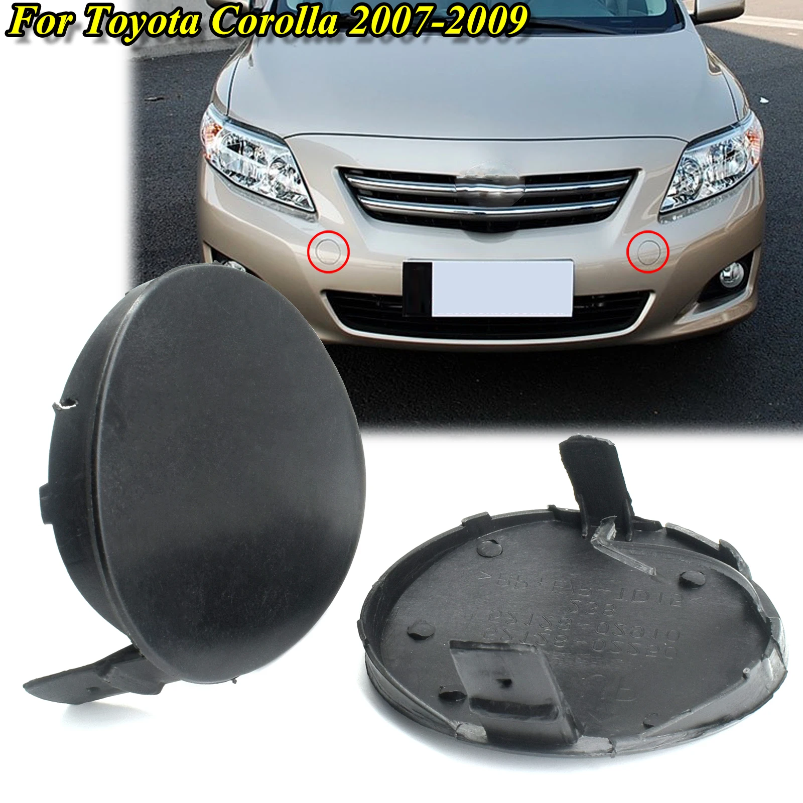 2x For Toyota Corolla 2007-2009 Right Left Car Tow Cover Hook Eye Towing Cap Unprimed 52127-02910 Front Bumper 2008 52128-02910