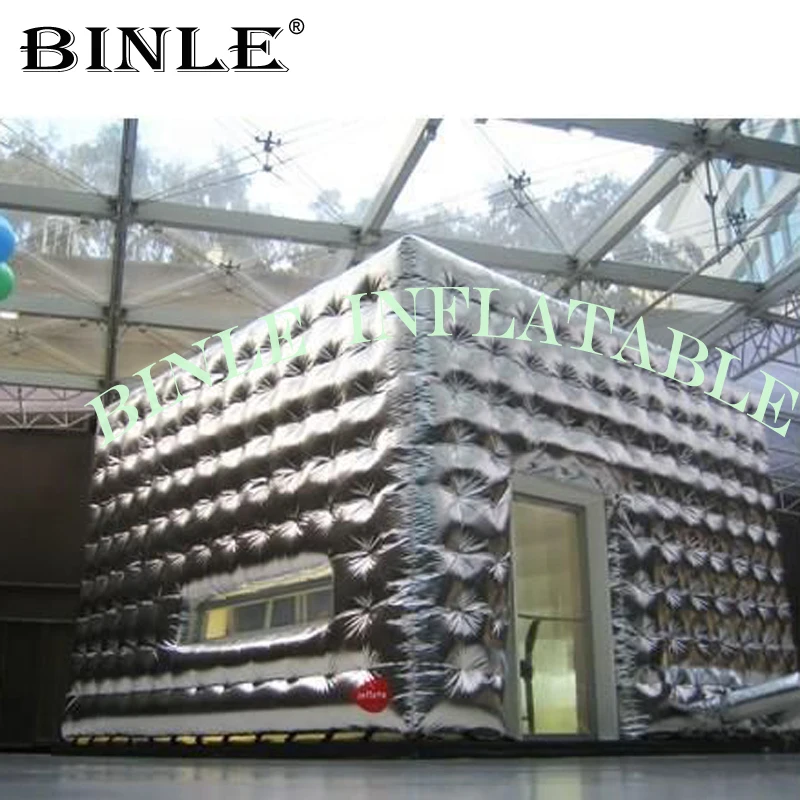 

Event & Exhibition slivery inflatable cube tent with doors giant square inflatable party marquee inflatable cubic for display