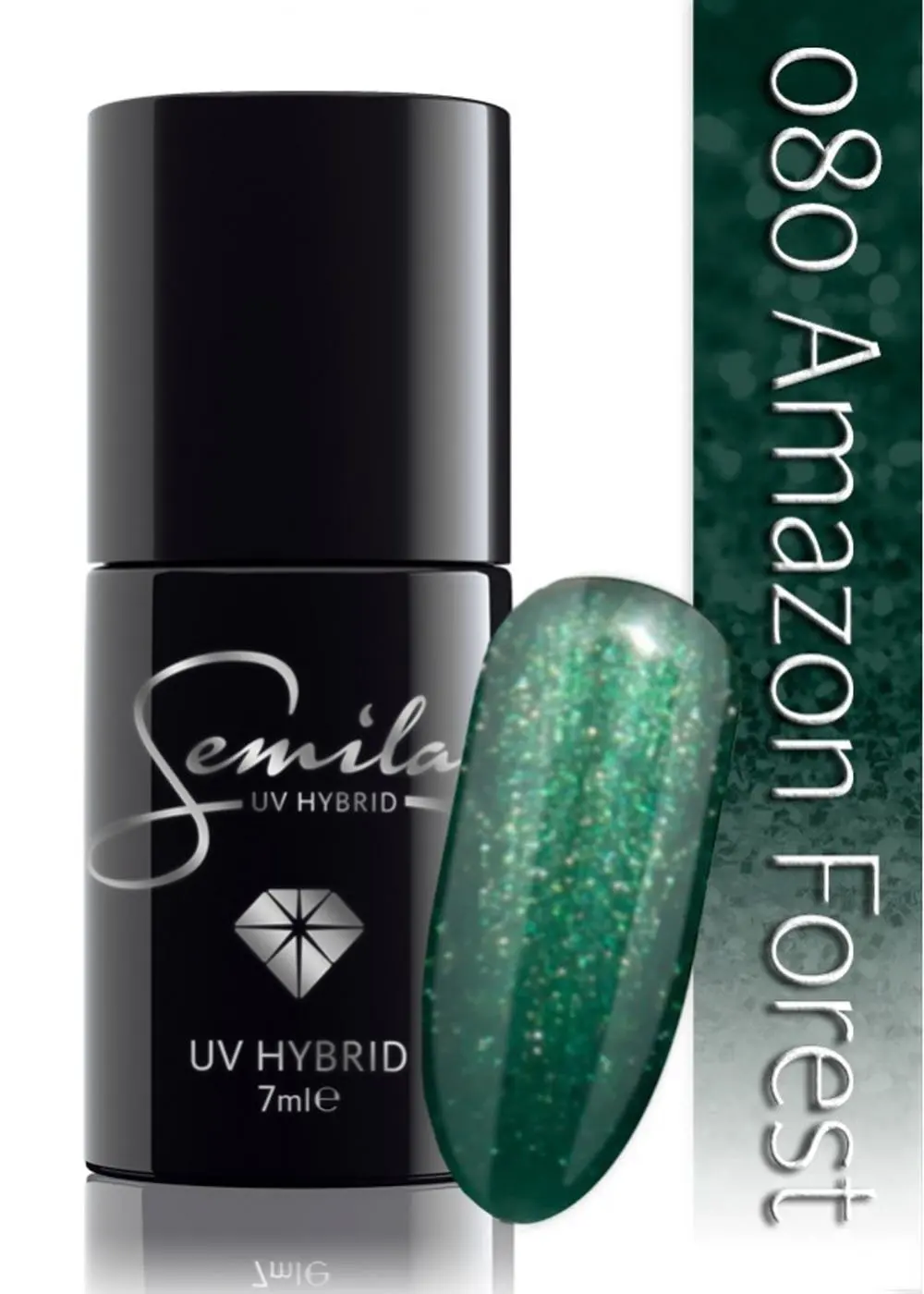 Semilac Amazon Forest 080 semi-permanent coverage, UV hybrid nail polish texture Gel