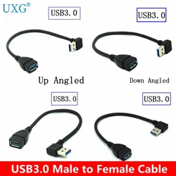 90 Degree Right & Left Elbow Super High Speed USB 3.0 Male To Female Cable Extension 15cm