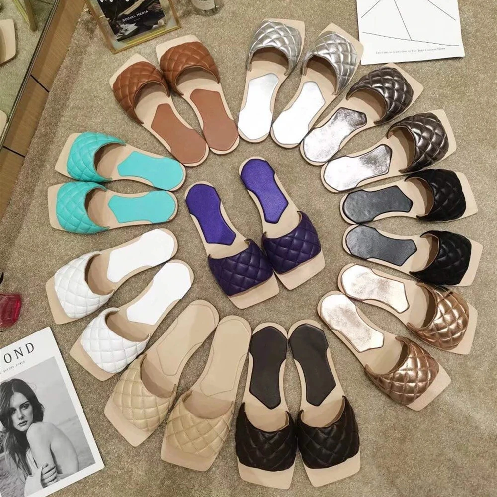 

High Quality Flat Slippers Women 2022 Summer Outdoor Lattice Sandals Causal Beach Shoes Vocation Mules Woman Flip Flop