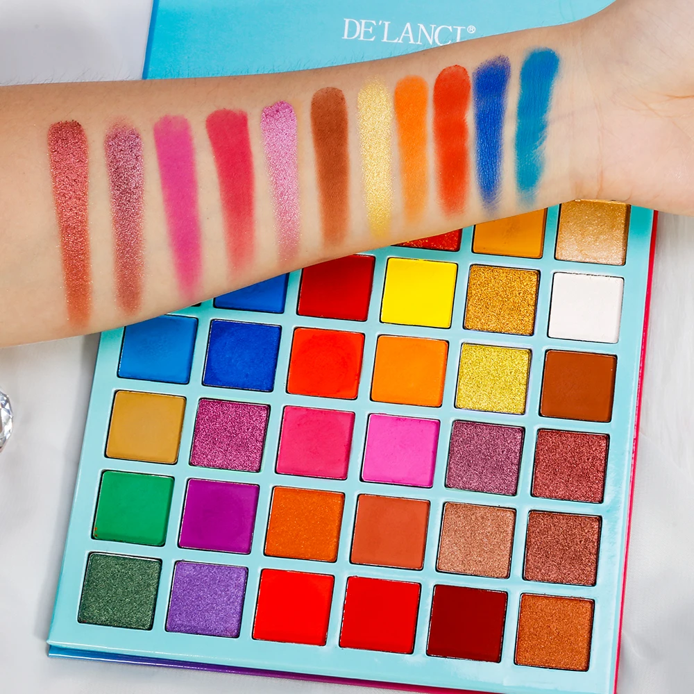 DE\'LANCI Gorgeous Pigmented Eyeshadow Pallete Shimmer Matte Rainbow Eyeshadow Palette Makeup Kit 36 Color Cosmetics Shadows